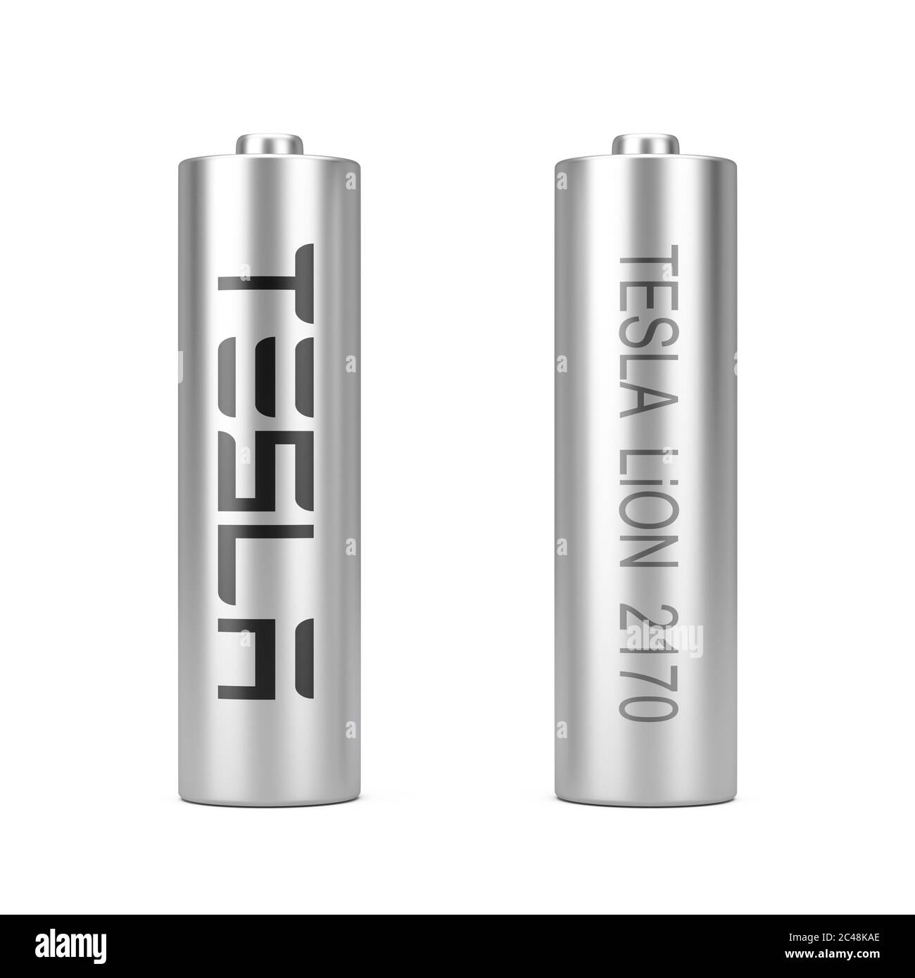 KIEV, UKRAINE - May, 17: Cylindrical Lithium-Ion Battery with Tesla Logo  for Tesla Cars Cells Pack Accumulator on a white background. 3d Rendering  Stock Photo - Alamy