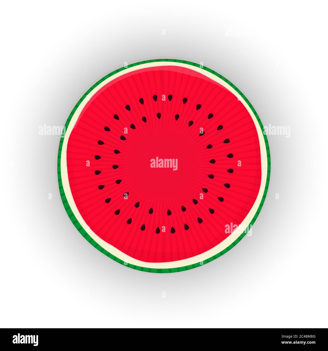 Sliced watermelon  and leaf, vector icon over white background Stock Vector