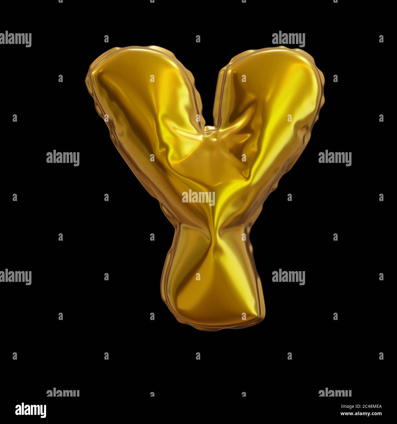 Golden Balloon Letter Y, Realistic 3D Rendering on a black background ...