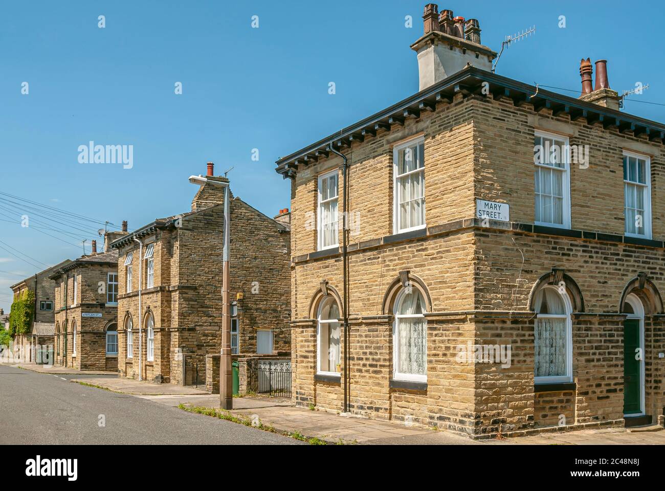 Saltaire is a Victorian model village within the City of Bradford Metropolitan District, West Yorkshire, England Stock Photo