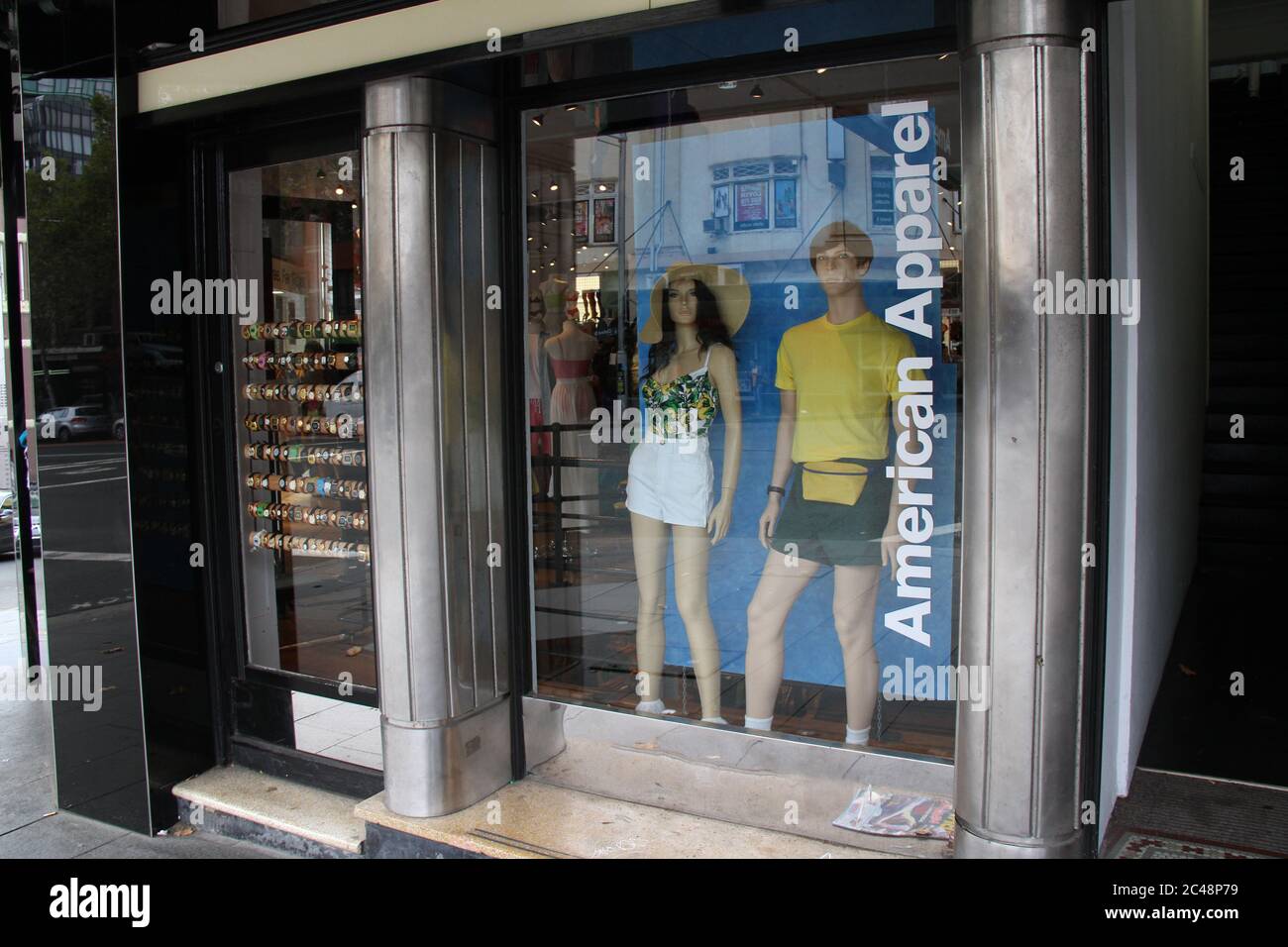 The mannequins in this window display at the American Apparel clothes store at 82 Oxford Street