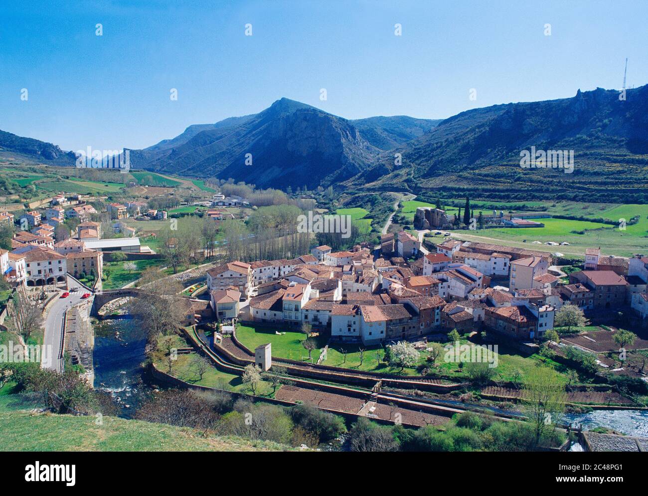 Overview. Torrecilla en Cameros, La Rioja, Spain. Stock Photo