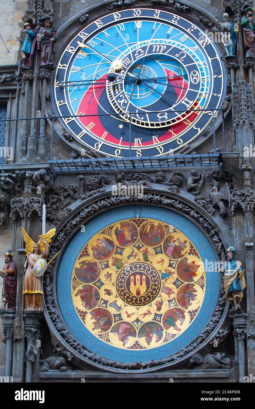Close up of Prague's astronomical clock Stock Photo