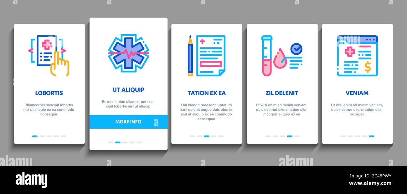 Health Checkup Medical Onboarding Elements Icons Set Vector Stock ...
