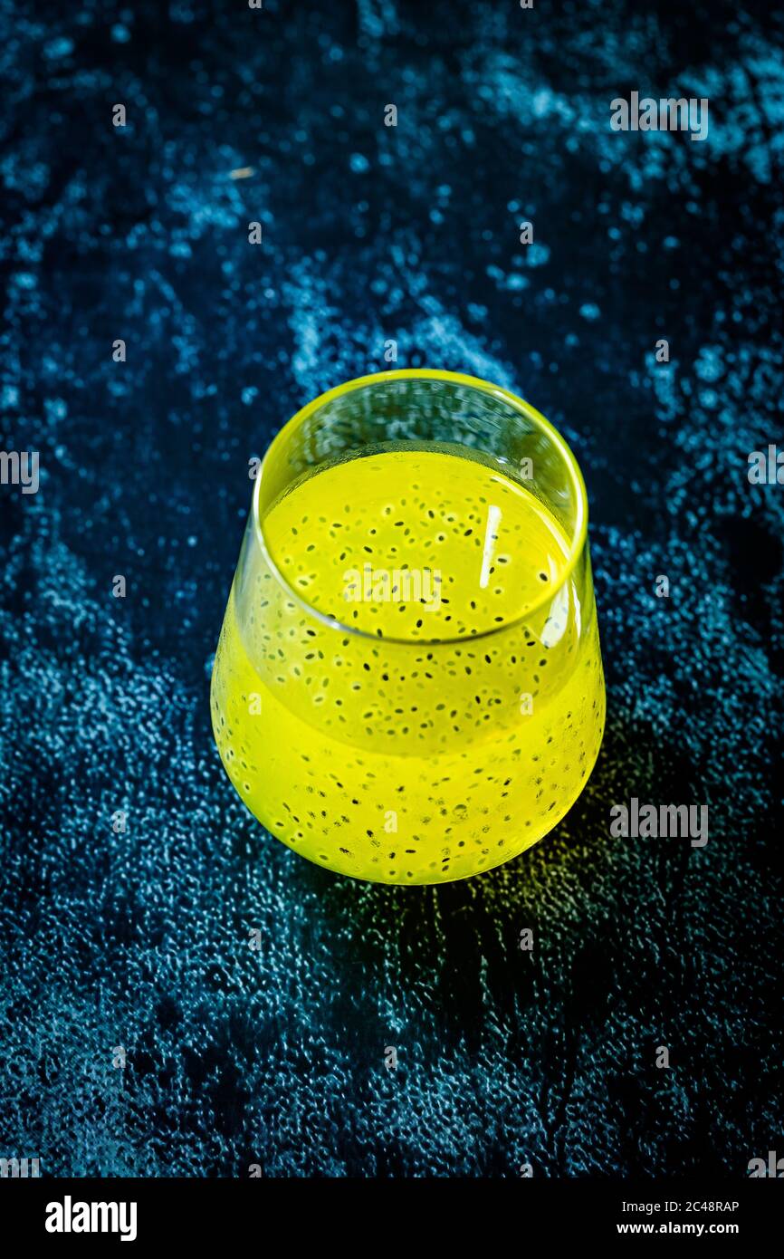 Pineapple Fruit Juice with Basil Seeds / Falooda Seeds or Tukmaria