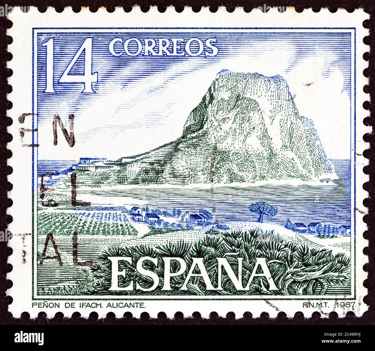 SPAIN - CIRCA 1987: A stamp printed in Spain shows Ifach Rock, Calpe,  Alicante, circa 1987 Stock Photo - Alamy