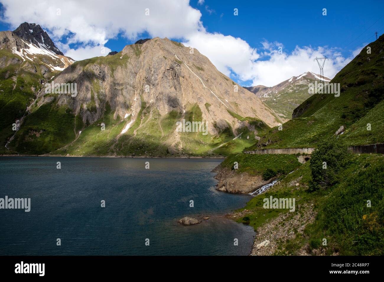 The landscape and Morasco Lake, Morasco Lake, Formazza Valley, Ossola Valley, VCO, Piedmont, Italy Stock Photo