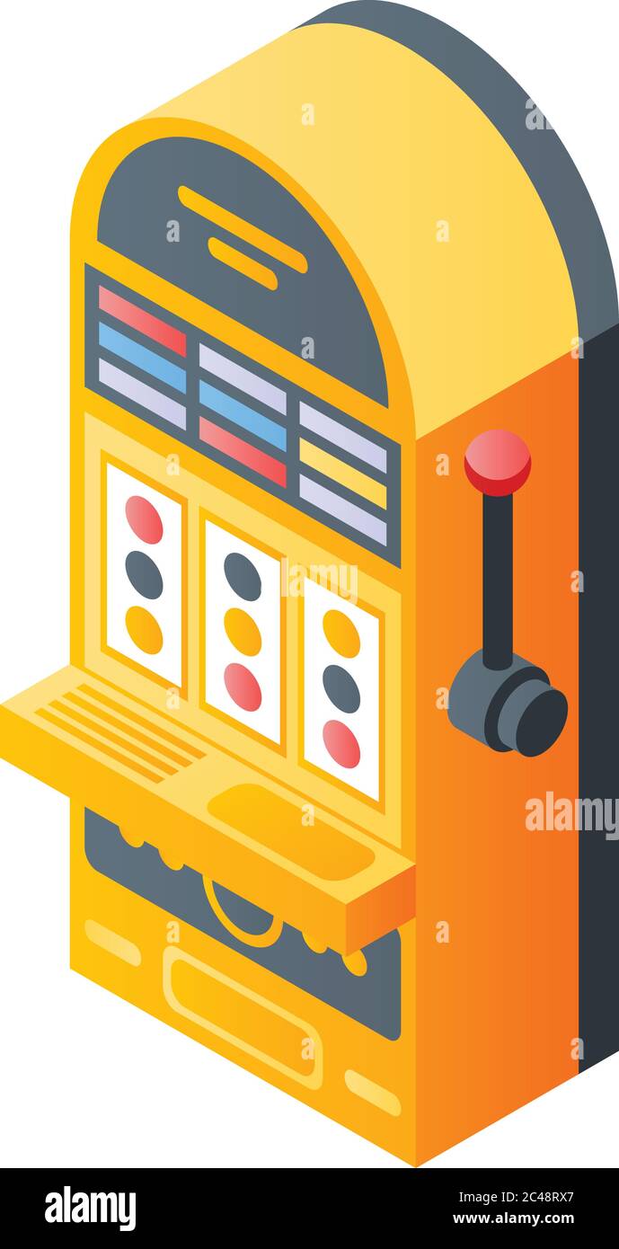 Golf slot machine icon, isometric style Stock Vector