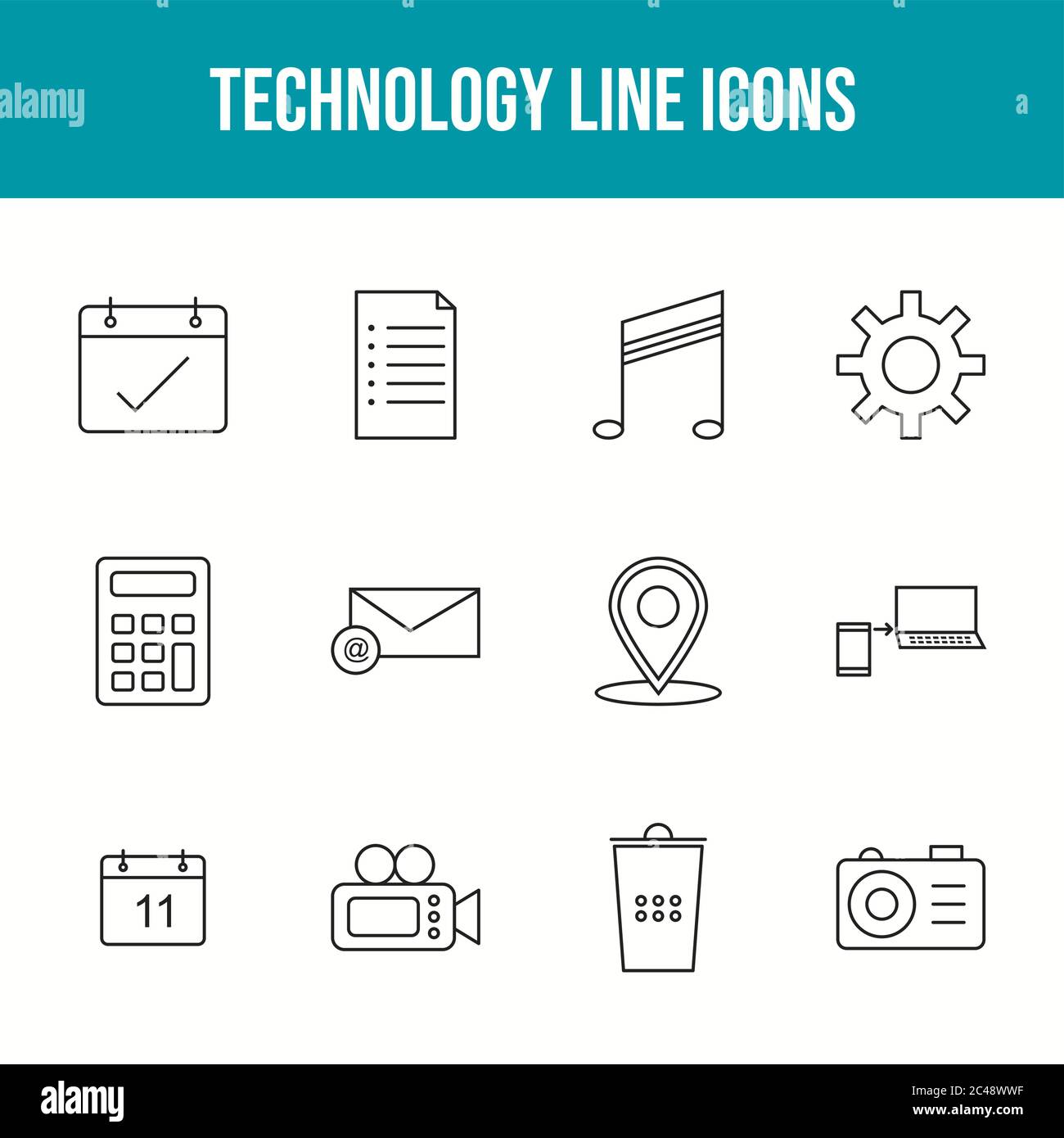 Unique Line Set of Technology Icons Stock Vector Image & Art - Alamy
