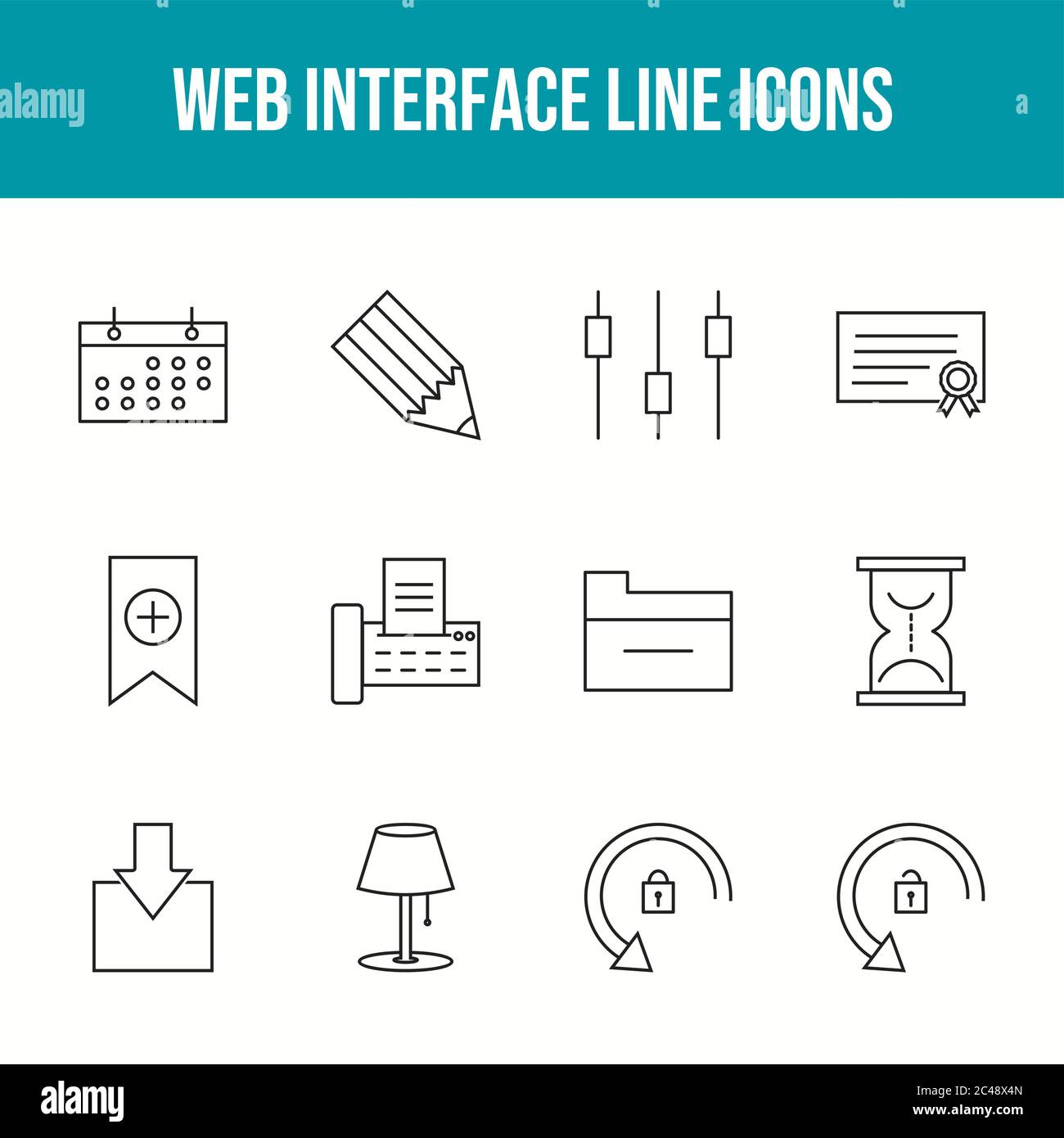Web Interface 12 Vector Icons in One Set Stock Vector Image & Art - Alamy
