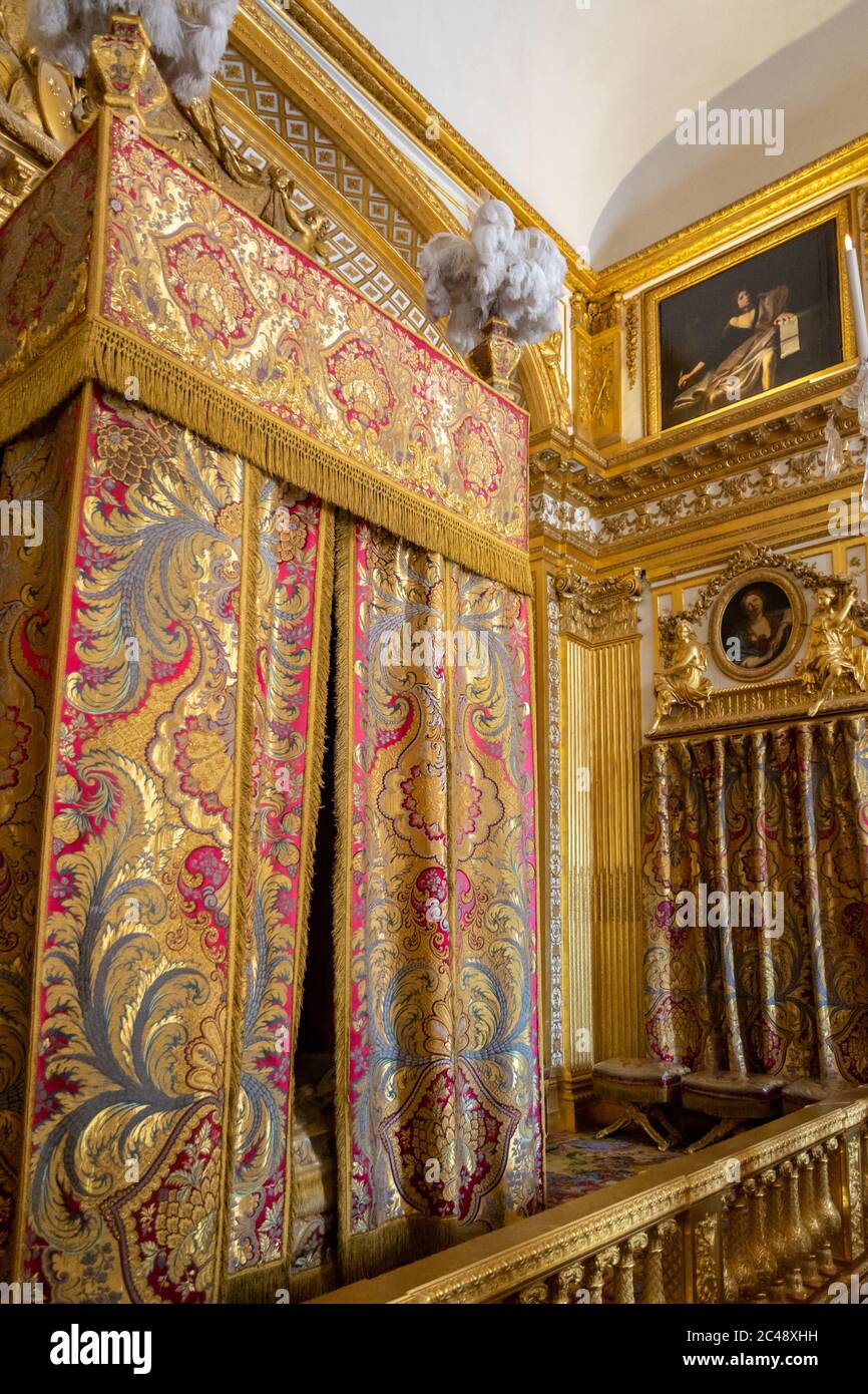 Versailles, France - August 27, 2019 : King s Bedroom, created in 1701 where lived Louis XIV until his death in 1715. Stock Photo