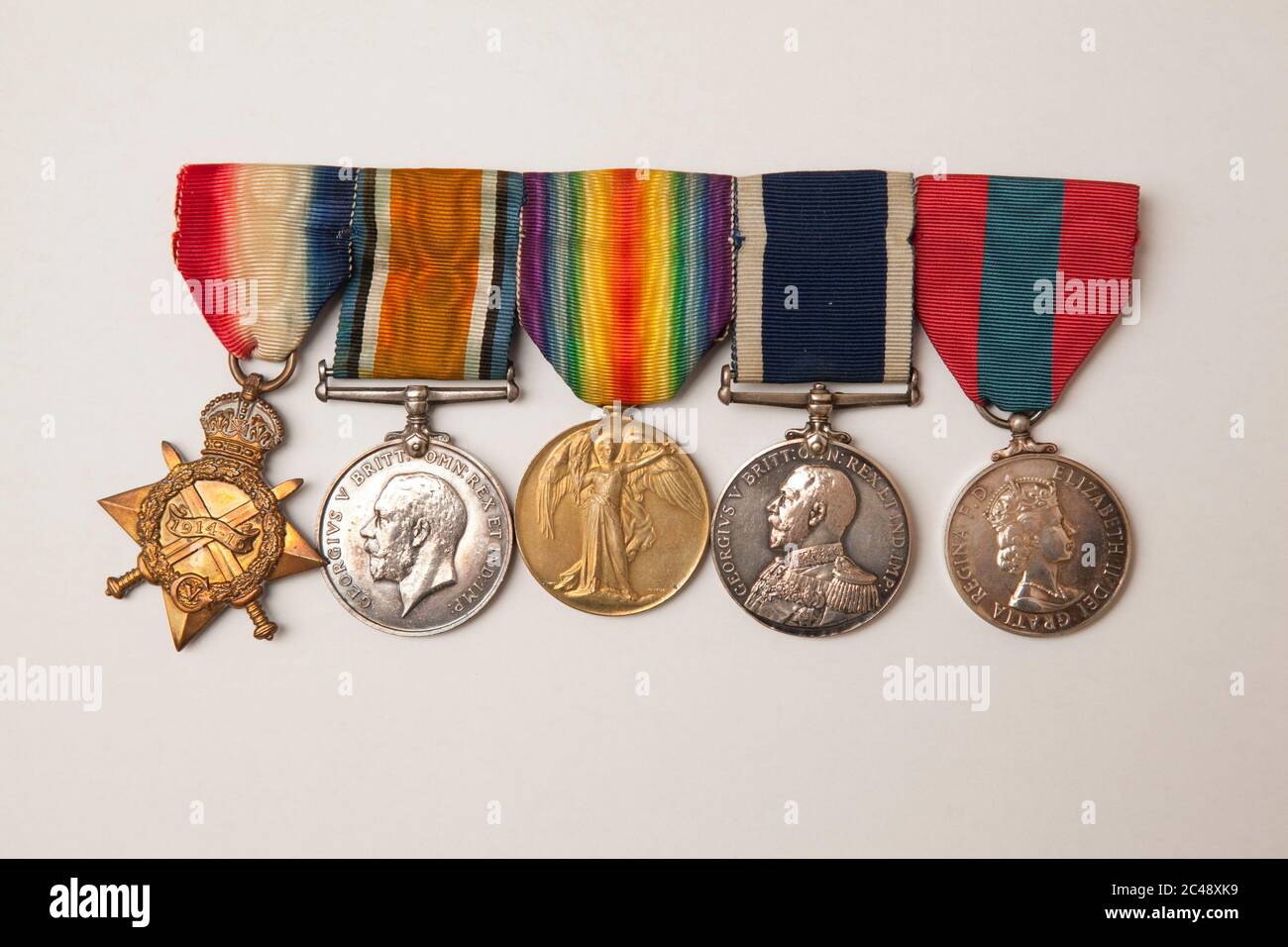 Selection of old war Medals and ribbons Stock Photo Alamy
