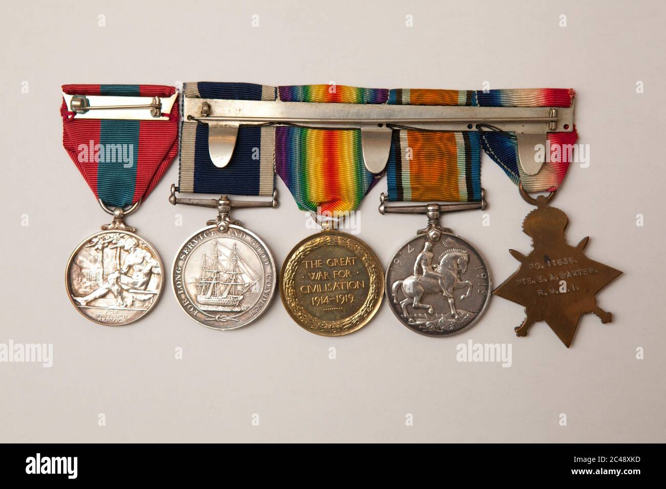 Selection of old war Medals and ribbons Stock Photo Alamy