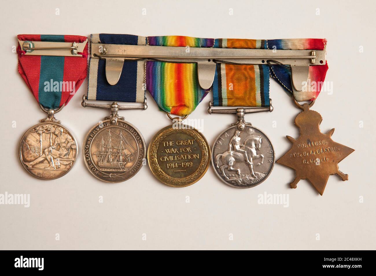Selection of old war Medals and ribbons Stock Photo Alamy