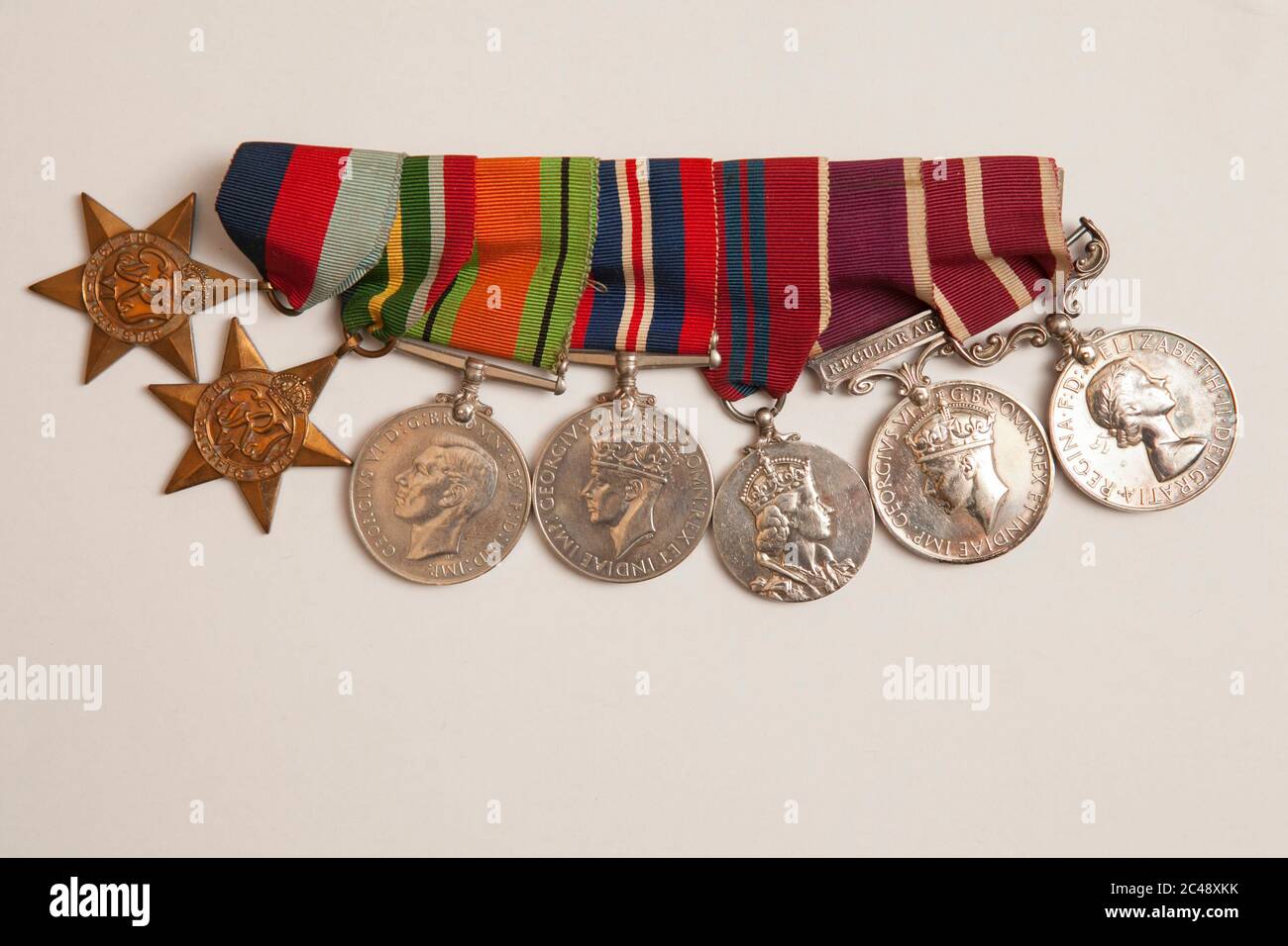 Selection of old war Medals and ribbons Stock Photo Alamy