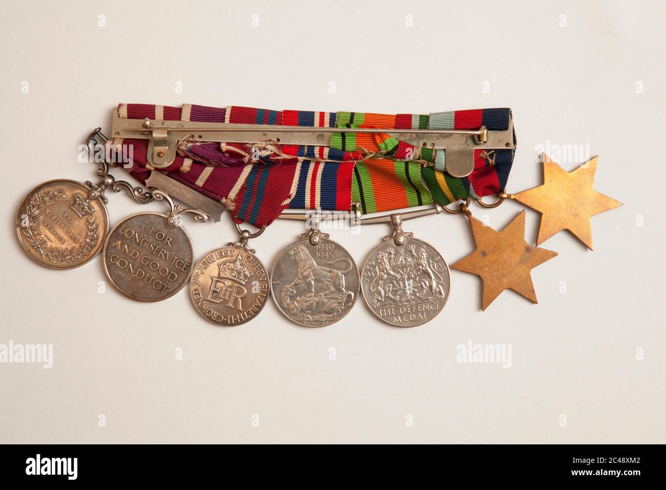Selection of old war Medals and ribbons Stock Photo Alamy