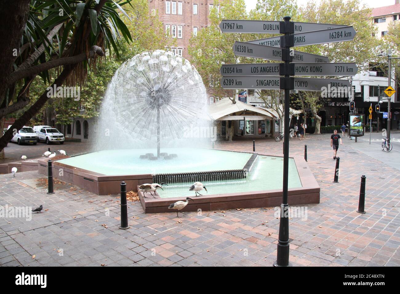 The Kings Cross Fountain is a well-known landmark along Darlinghurst Road, Kings Cross. Stock Photo
