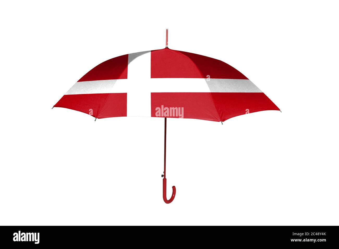Umbrella with flag of Denmark isolated on white background Stock Photo