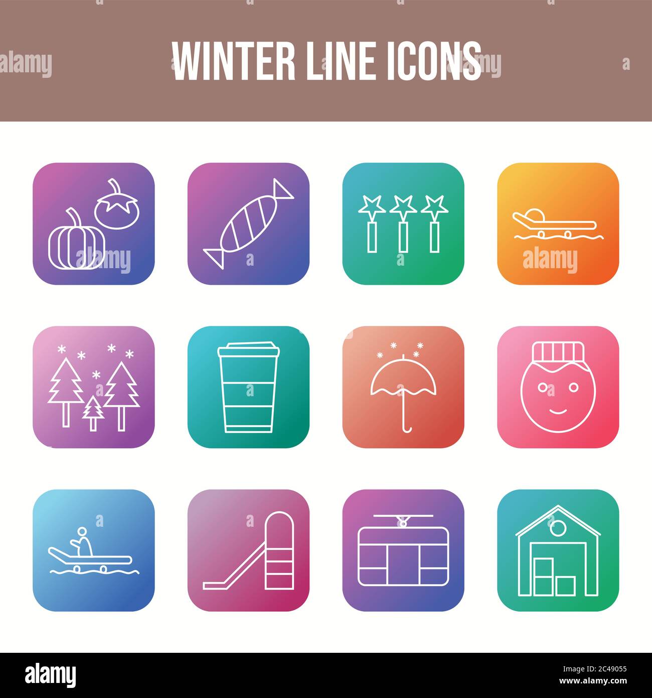 Unique Line Set of Winter Icons Stock Vector Image & Art - Alamy