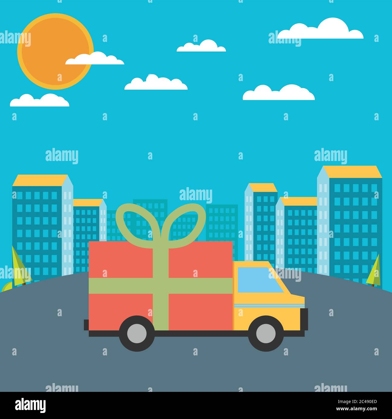 Vector free delivery concept in flat style - illustration for banner ...
