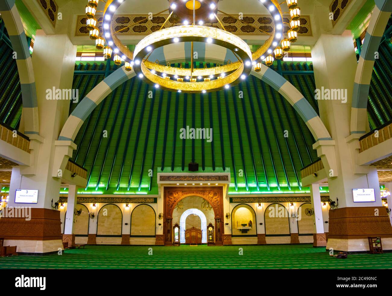 Semarang, Indonesia - CIRCA Nov 2019: Interior of The Great Mosque of Central Java (Masjid Agung Jawa Tengah). Stock Photo