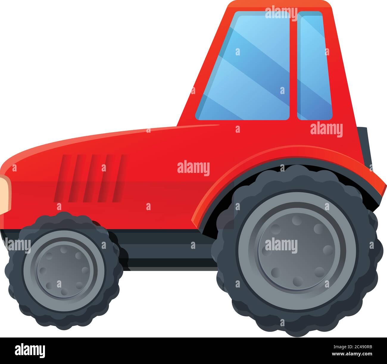 Farm red tractor icon. Cartoon of farm red tractor vector icon for web