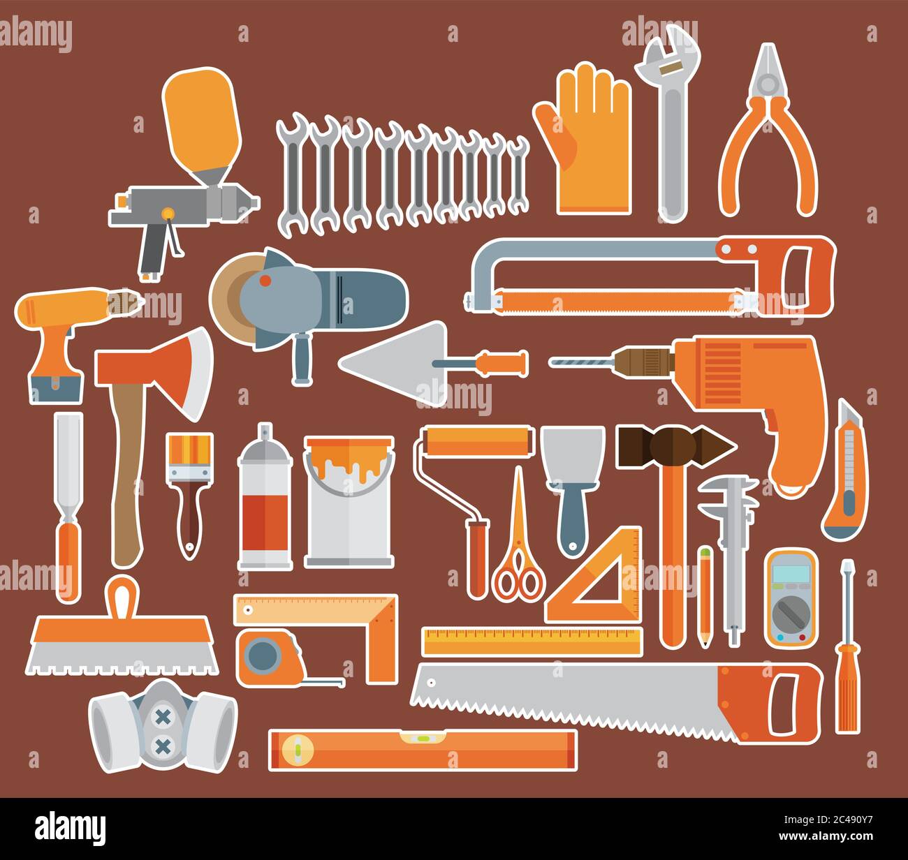 Repair and construction illustration with working tools icons Stock ...