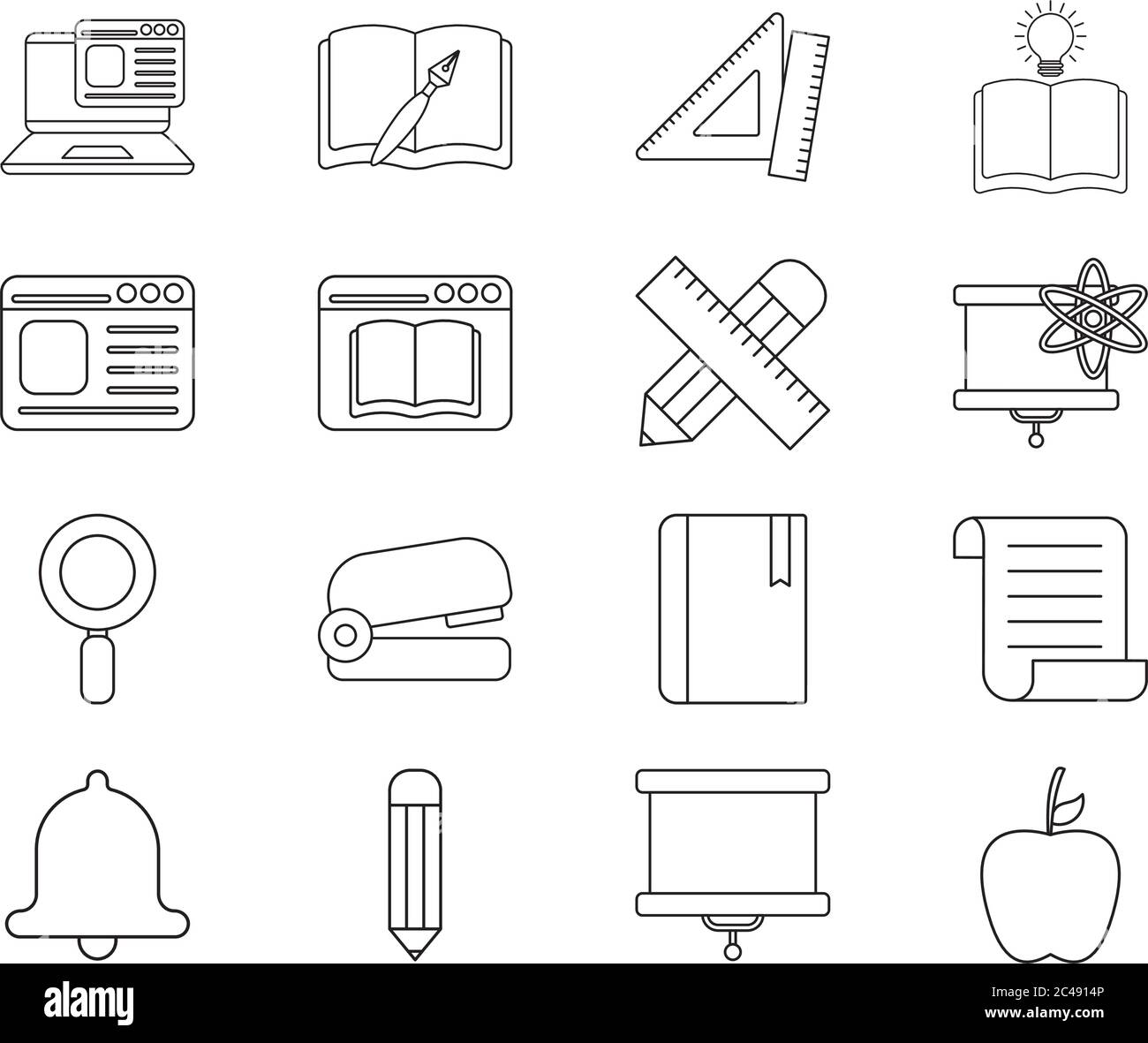 Line style icon set design, Eduaction school university class lesson ...