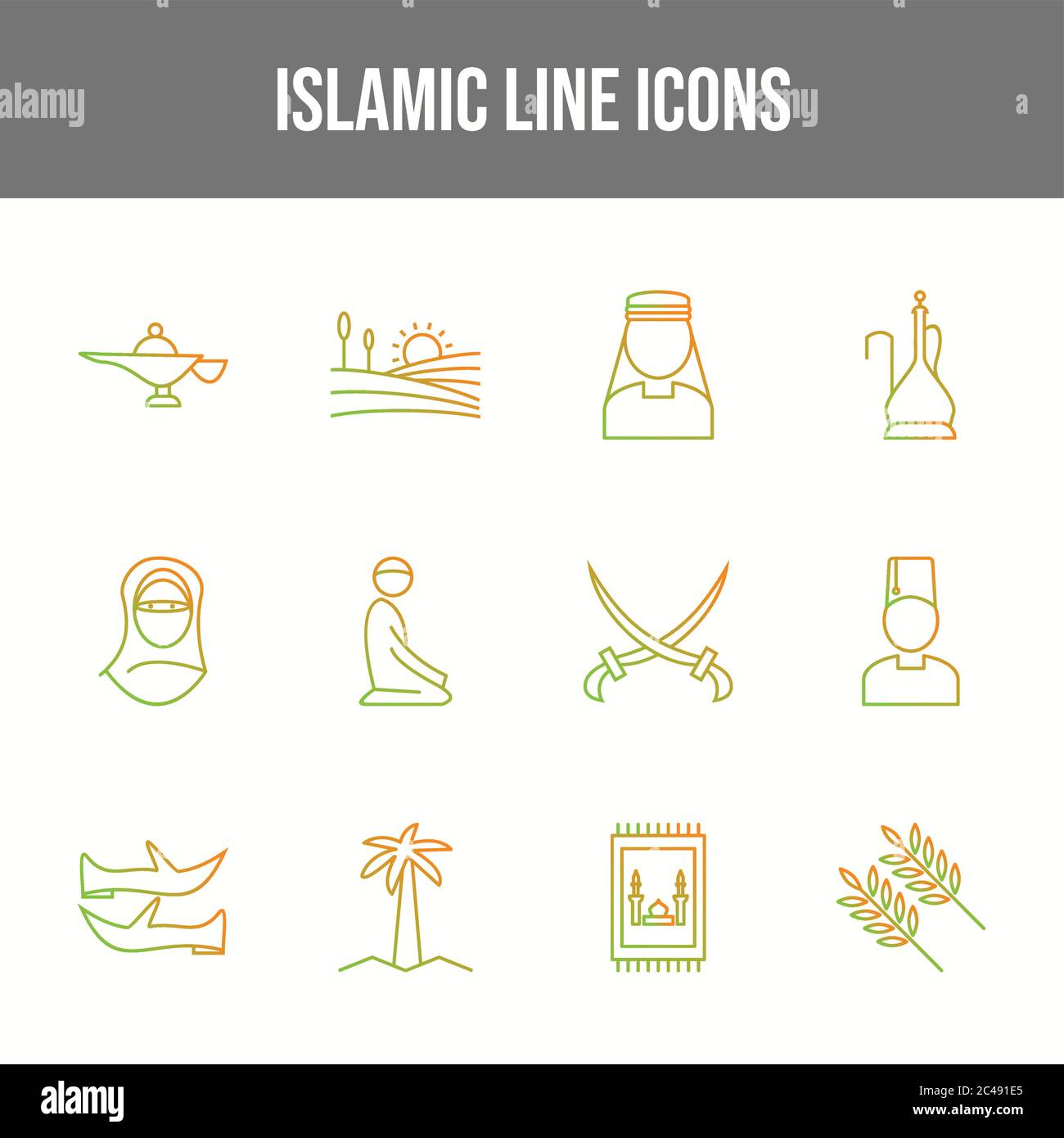 Unique Line Set of Islamic Icons Stock Vector Image & Art - Alamy