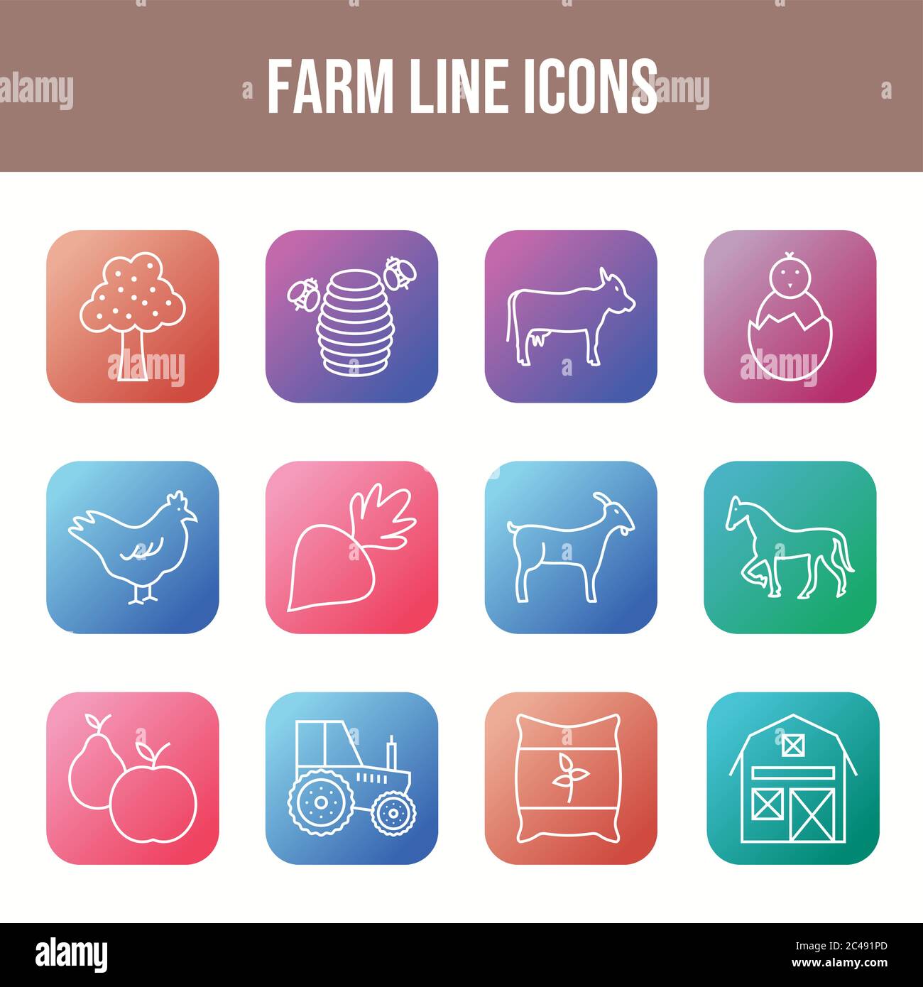 Unique Farming Line Icons Set Stock Vector Image & Art - Alamy