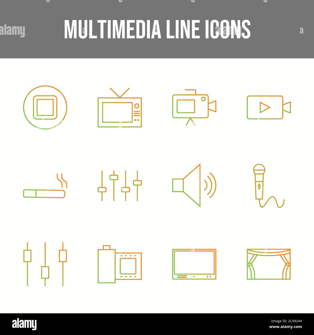 Beautiful Multimedia 12 Vector Icons Stock Vector Image & Art - Alamy