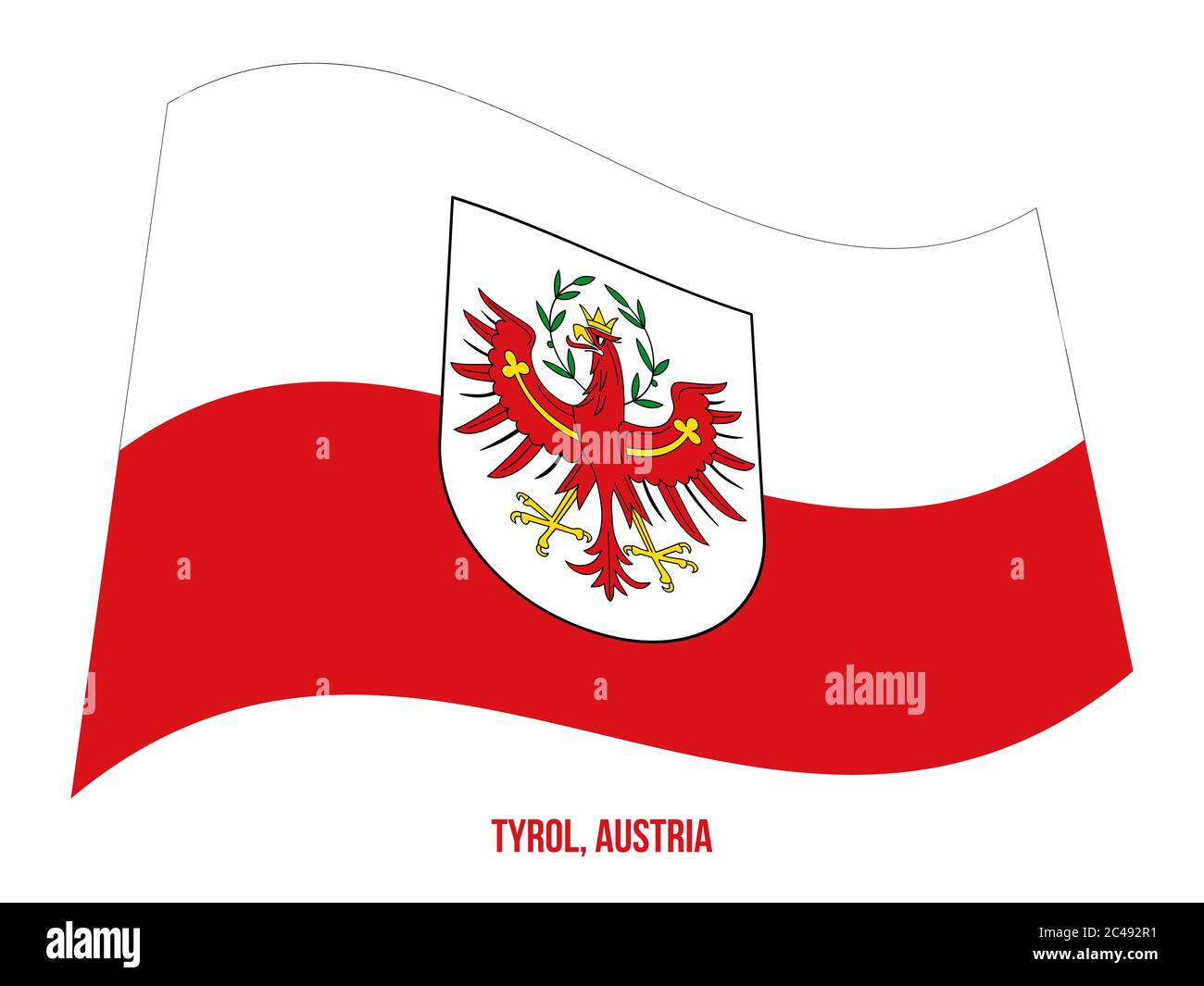 Tyrol Flag Waving Vector Illustration on White Background. States Flag of Austria. Stock Vector