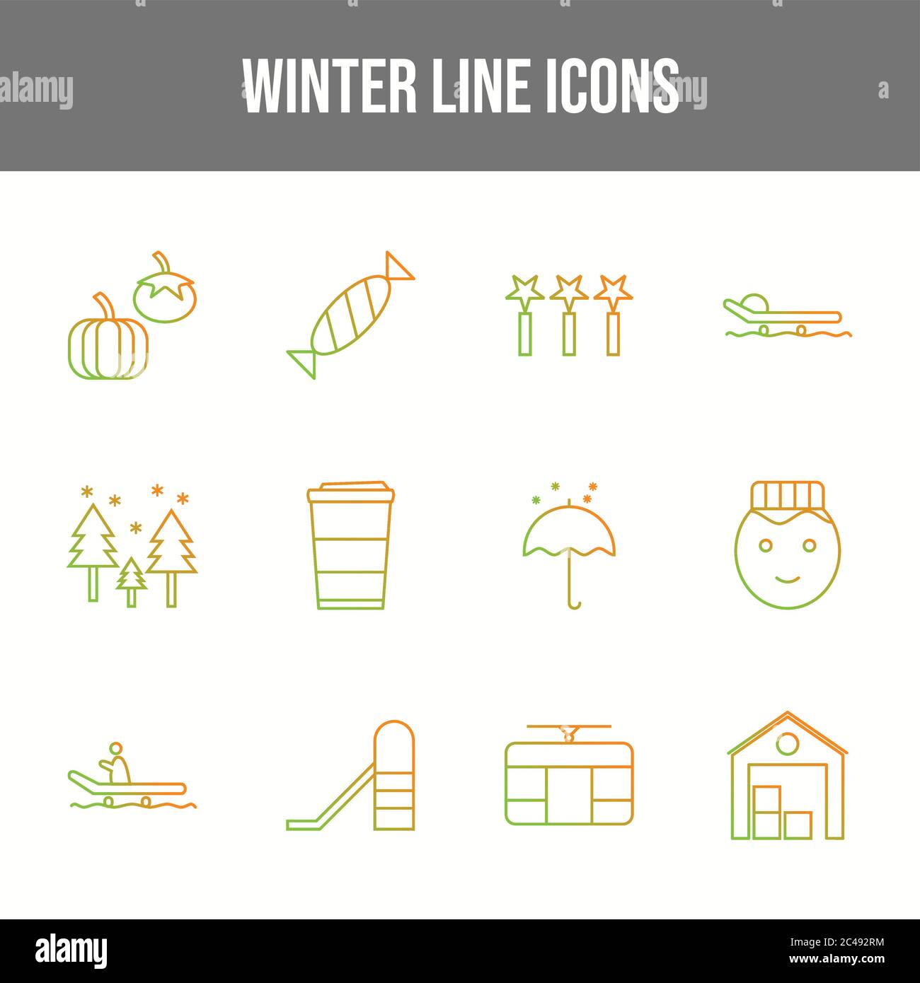 Unique Line Set of Winter Icons Stock Vector Image & Art - Alamy