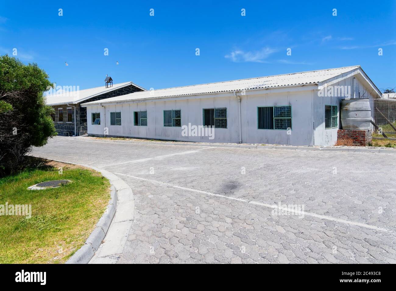 Robben Island, South Africa - 24 November 2019: Former prison buildings on Robben Island Stock Photo