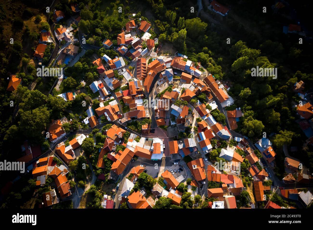 Top view of Foini village, Cyprus. Stock Photo