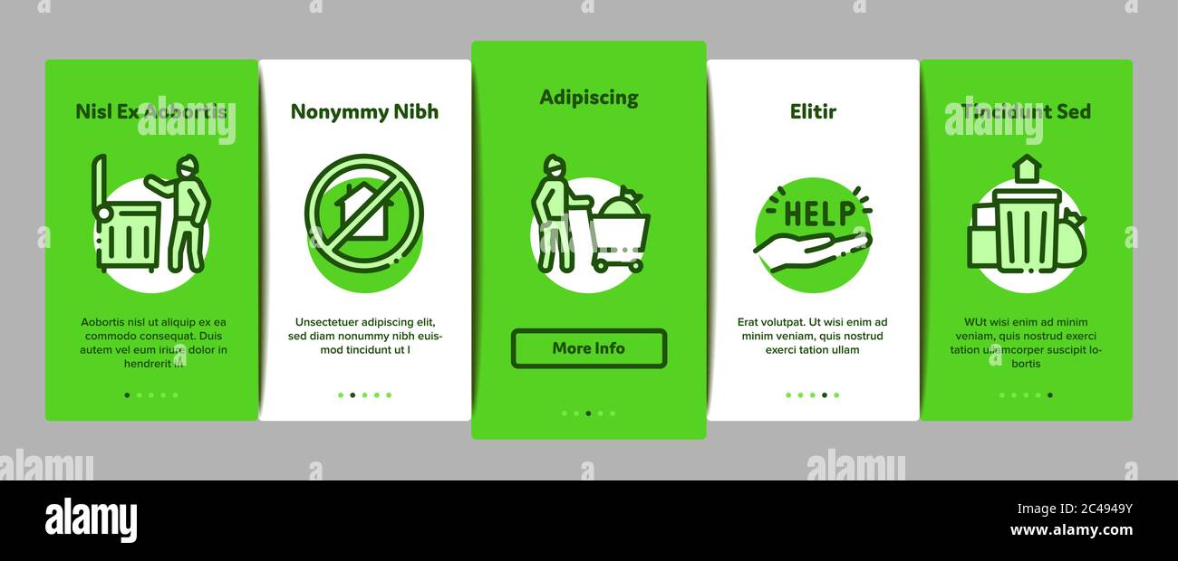 Homeless Beggar People Onboarding Elements Icons Set Vector Stock ...