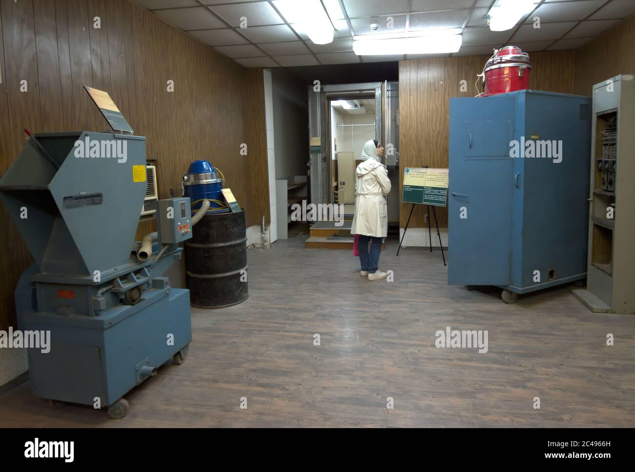 Old CIA shredder machines inside former US embassy in Tehran, Iran Stock Photo