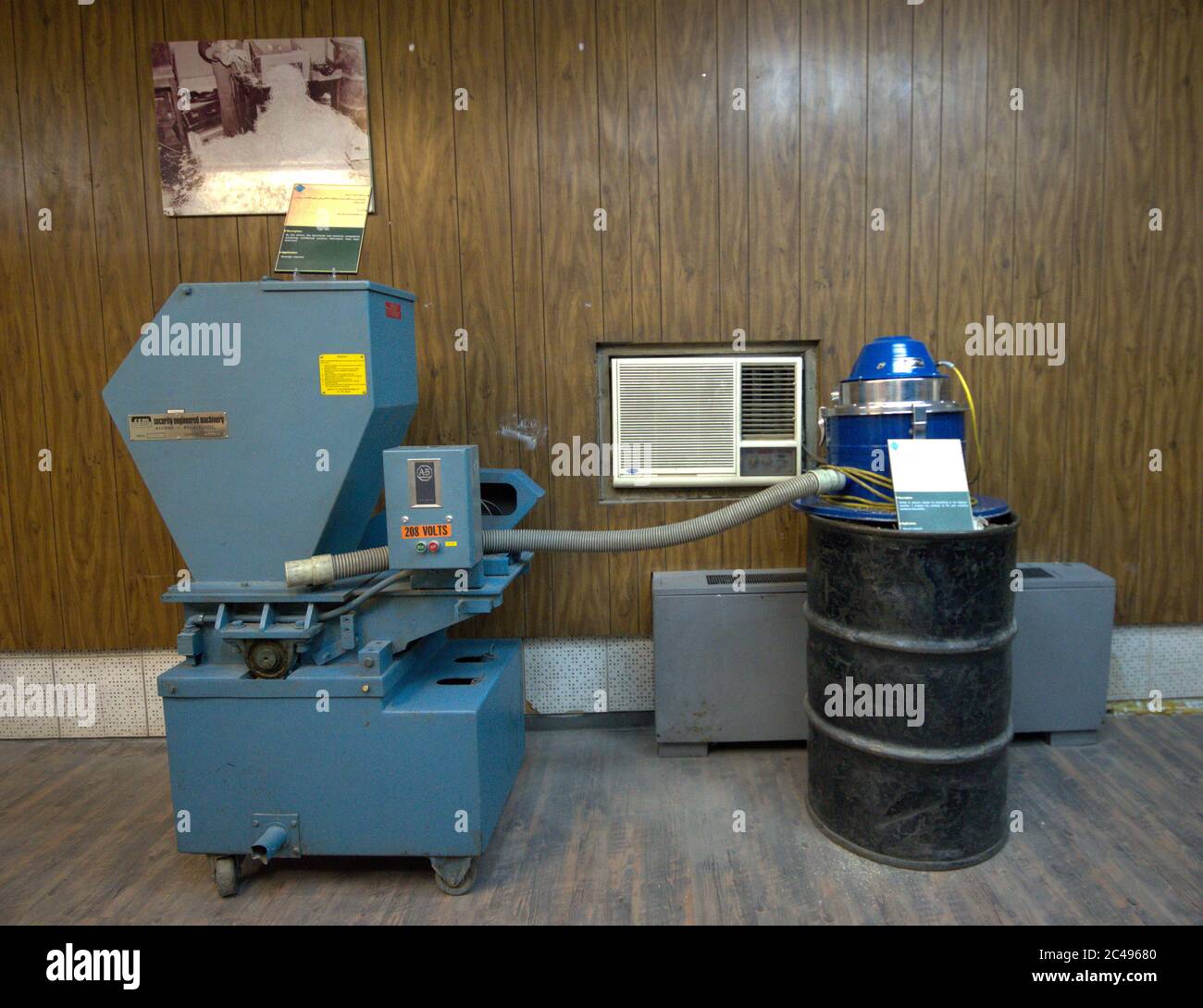 Old CIA shredder machine inside former US embassy in Tehran, Iran Stock Photo