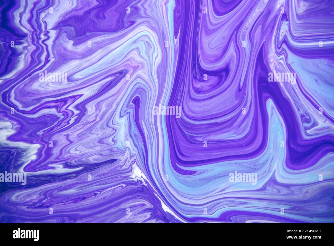 Acrylic paint liquid in trend purple and blue color mix background