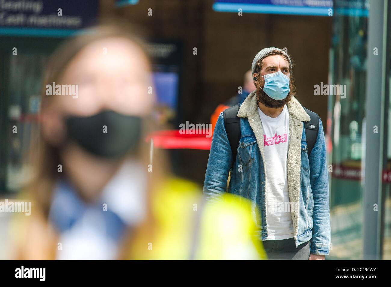 Scenes inside Edinburgh's Waverley station as from Monday face masks