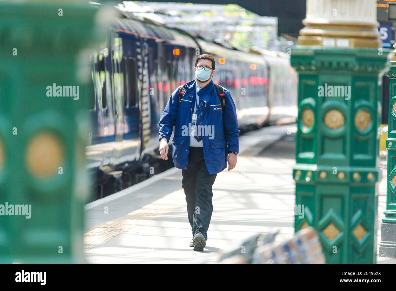 Scenes inside Edinburgh's Waverley station as from Monday face masks