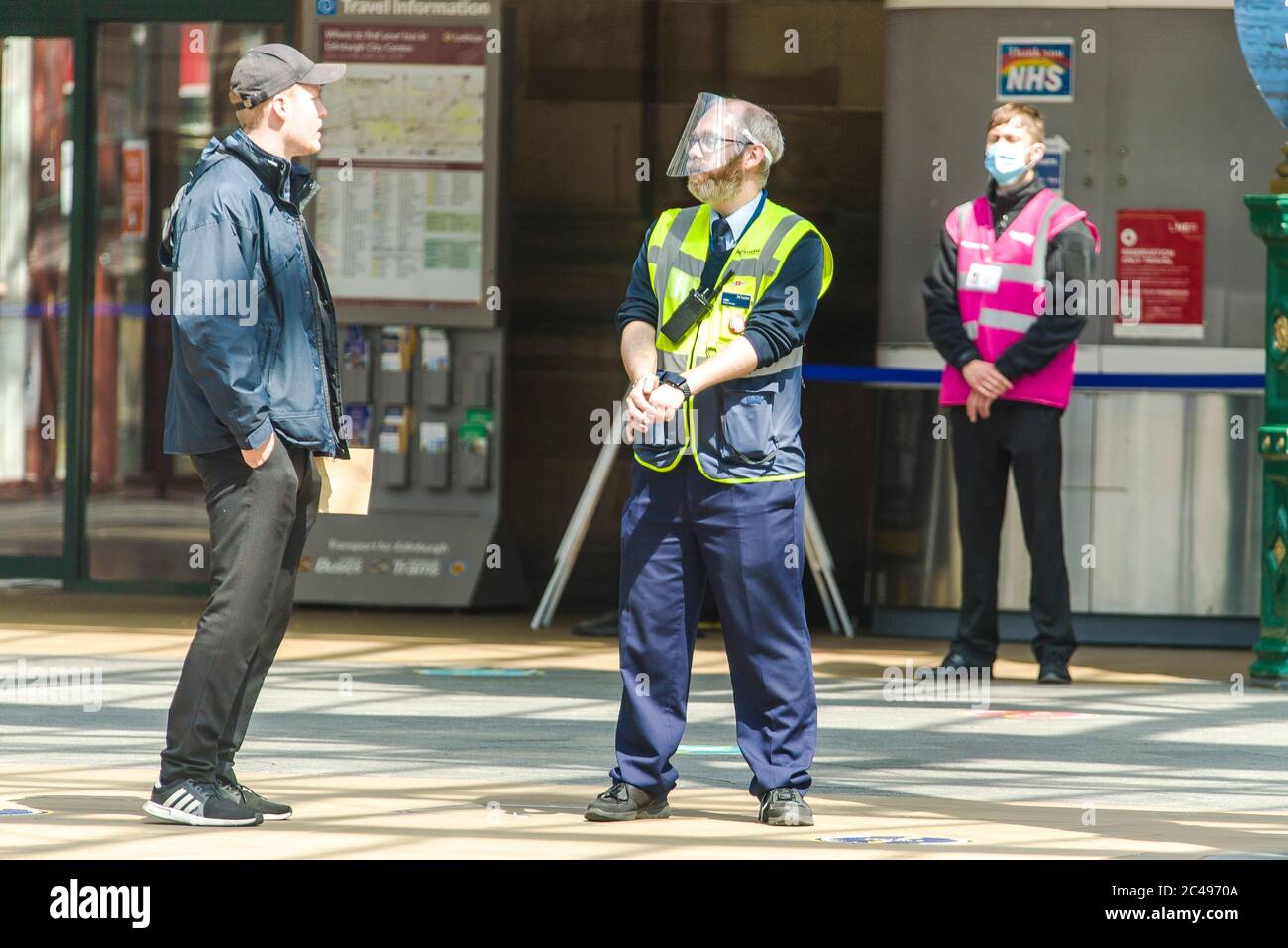 Scenes inside Edinburgh's Waverley station as from Monday face masks