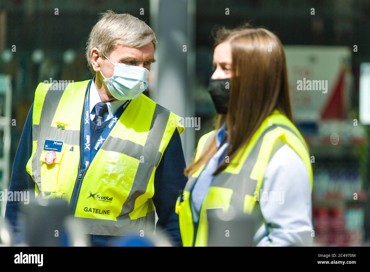 Scenes inside Edinburgh's Waverley station as from Monday face masks