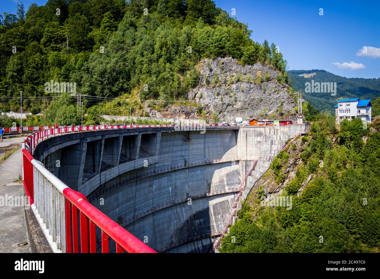 Lake and Oasa Dam Taul Bistra 1983, in Romania Stock Photo - Alamy