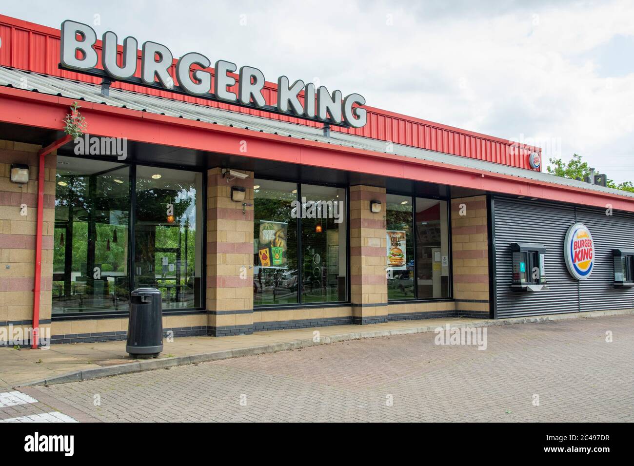 Sheffield UK –  May 13 2020: Burger King drive through fast food restaurant closed during the Covid-19 lockdown at Valley Centertainment Stock Photo