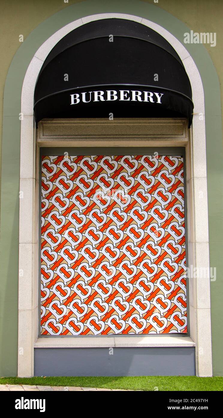 Burberry side window with design at Las Rozas outlet shopping Madrid Spain  Stock Photo - Alamy