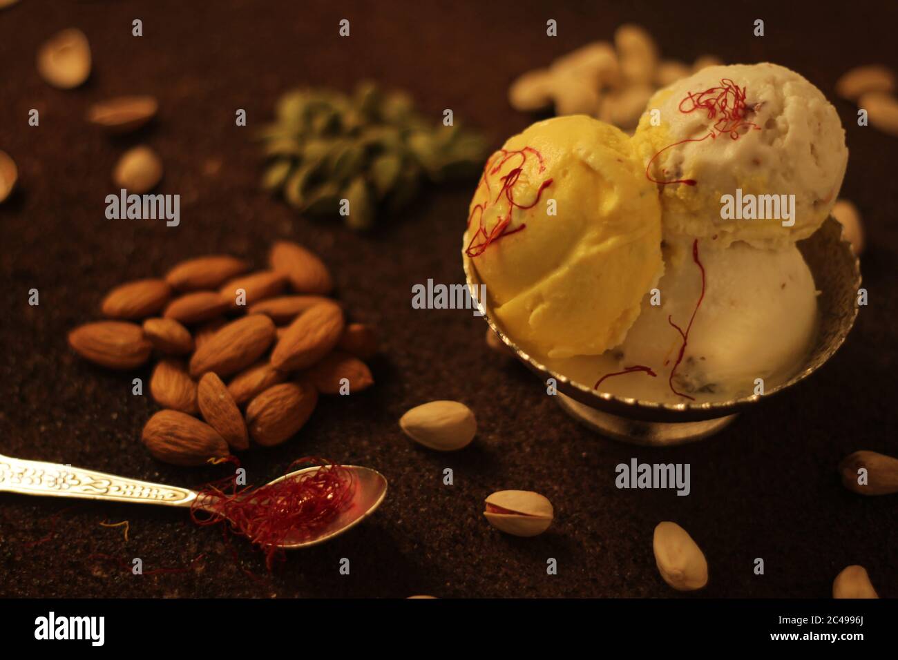 Mango and vanilla ice cream Stock Photo Alamy