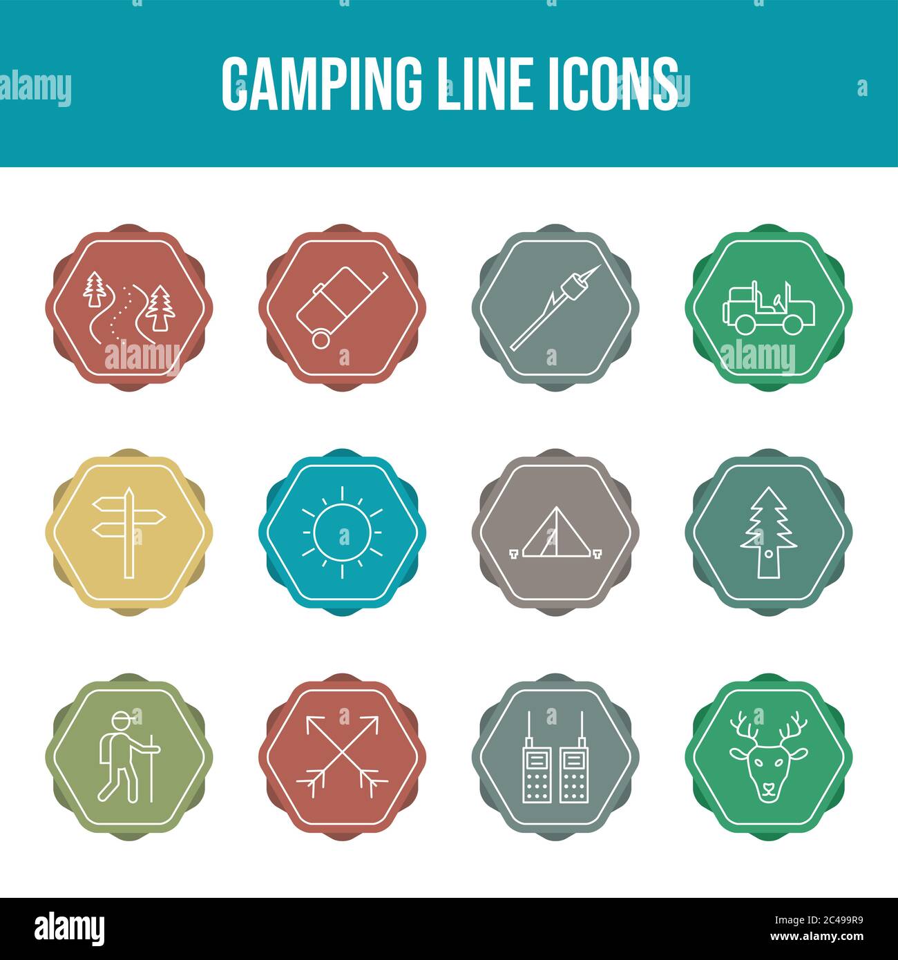Beautiful Camping vector icon set Stock Vector Image & Art - Alamy
