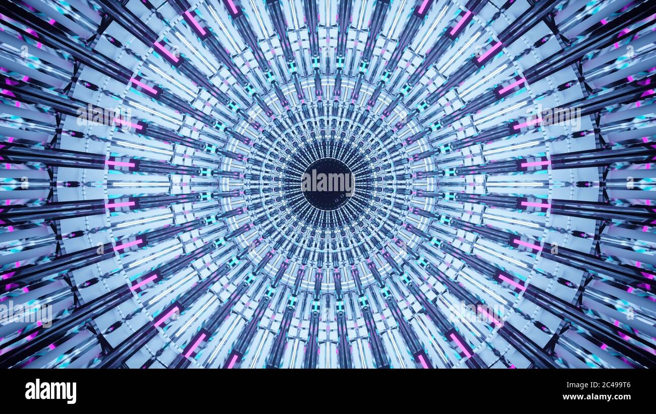 3D rendering of a futuristic background with colorful laser lights ...