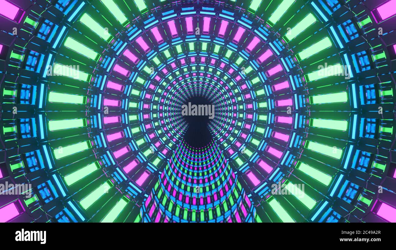 3D rendering of a futuristic background with colorful laser lights ...